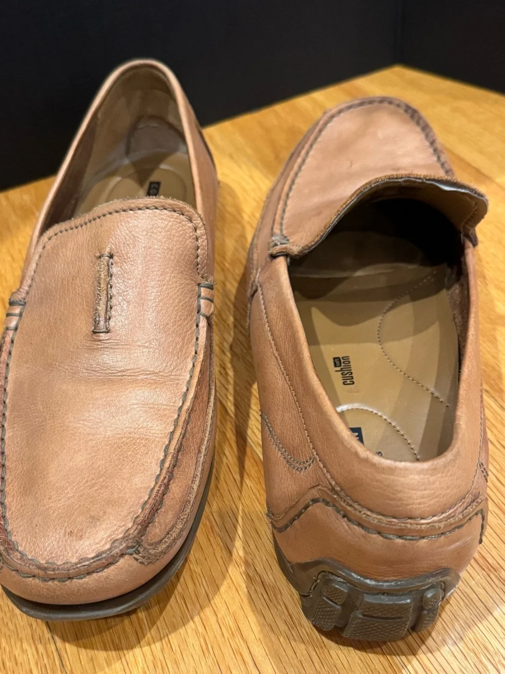 Clarkes Men’s Brown/Tan Leather Slip-On Loafers Mocs Driver Style 9.5M
